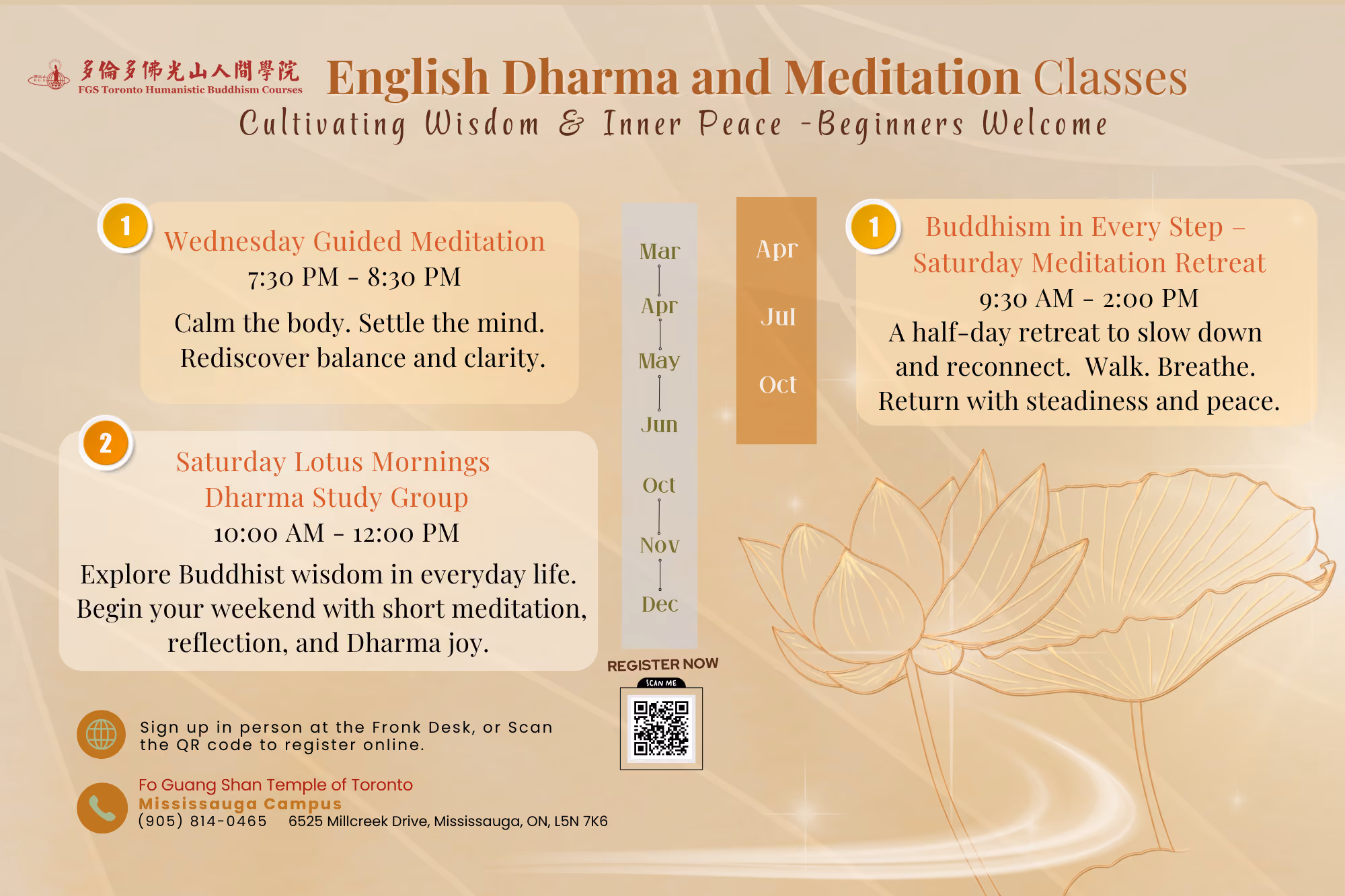 English Dharma and Meditation Classes Poster